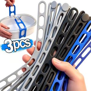 3Pcs 54cm Reusable Lid Straps Silicone Elastic Band Universal Pot Lid Holder Lunch Box Strap Outdoor Tableware Storage