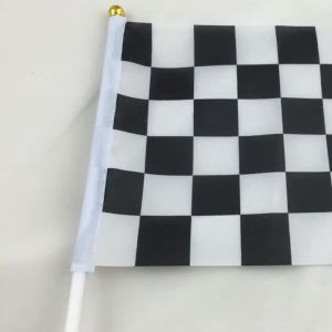 OUHOE | 5pcs Racing Checkered Flags Black White Flags with Stick Kids Racing Theme Decorations for Race Car Birthday Party Supplies