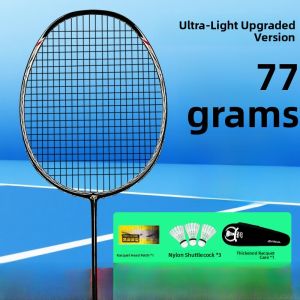 ATS Badminton Racket for Beginners Professional Training Single Racket Durable All Carbon Offensive Type Windproof Frame