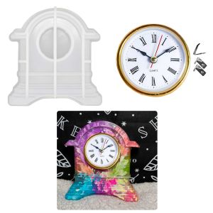 Resin Clock Mold Set 1 Mold & 1 Clock Resin Clock Mold Fireplace Silicone Resin Mold Kit for Epoxy Resin Casting DIY Home Decoration with 1 Clock Creative Gifts Home Atmosphere Decoration