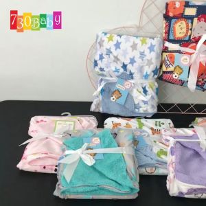Baby Blanket Newborn Double Layer fleece Printed Super Soft Receiving Blanket Selimut Bayi(Boy/Girl)BK