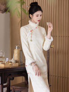 Young Style Thickened Fleece Long Sleeve Cheongsam Shawl Elegant Personality High End Winter New Arrival Beautiful Chinese Style