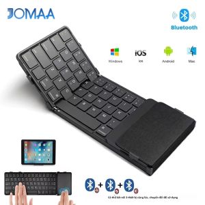 Bàn Phím Mini Không Dây Gấp Ba Jomaa Có Bàn Di Chuột Sạc Lại Được Dùng Cho Windows Phone PC Máy Tính Bảng - Bàn Phím Bluetooth Có Thể Gập Lại