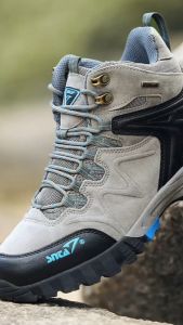 Sepatu Gunung Waterproof Hiking Boot Wanita Snta 615 Abu-Abu Biru