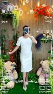 Dress Elegant Wanita Polos 6065 L 2L 3L 4L detail keterangan ada digambar brt 350gram