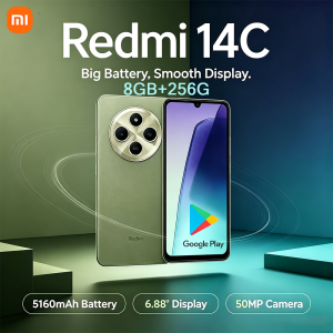 Redmi | Redmi 14C 6.88" HD Screen 4G Smartphone 8GB+256GB 50MP Dual Rear Camera 5160mAh Long Lasting Battery Type-C Android Mobile Phone
