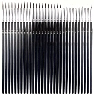 30Pcs Fine Detail Paint Brush Set #0 #00 #000 Miniature Brushes Nylon Hair for Watercolor Oil Acrylic Painting Crafts