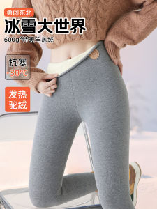 High Waist Thickened Fleece Womens Winter Leggings Pure Autumn Pants Large Size Inner Wear Warm Cotton Lamb Velvet Trousers