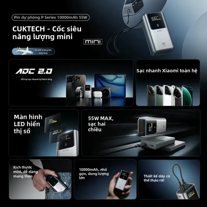 CUKTECH | Sạc dự phòng CUKTECH 10 Mini 10000mAh - Sạc Nhanh PD 30W, Phiên Bản Panda, Kèm Dây Đeo | BigBuy360 - bigbuy360.vn