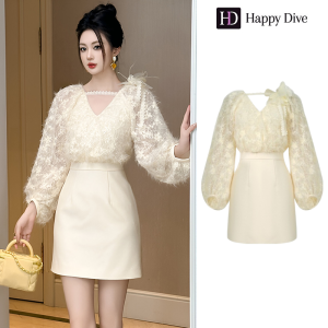 Happy Diva ชุดสตรี ชุดแอปริคอท ชุดลูกไม้ ชุดกํามะหยี่ ชุดปาร์ตี้อย่างเป็นทางการ ชุดจัดเลี้ยง ชุดทํางาน ชุดวันเกิด ชุดปาร์ตี้ 21454