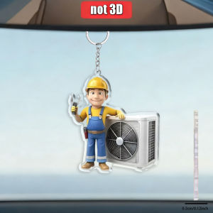 2D Air Conditioning Worker Acrylic Keychain Creative Hanging Pendant Ideal Birthday Thanksgiving Holiday Gift