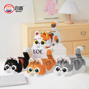 Handmade DIY Cute Cat Toilet Paper Box Smart Toys Gifts Domestic Cats British Shorthair Orange Cat Lucky Cat Educational Building Blocks