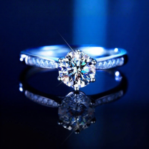 One Carat Moissanite Gold Plated Silver Ring for Marriage Proposal Birthday Gift Elegant Fashion Jewelry for Women