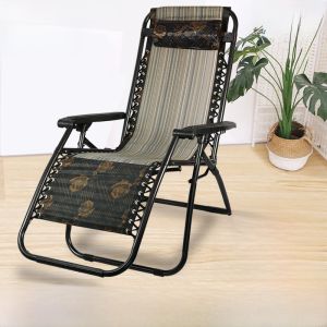 Foldable Recliner Chair Portable Afternoon Nap Backrest Chair Office Home Balcony Leisure Lazy Sofa Modern Simple Style Metal