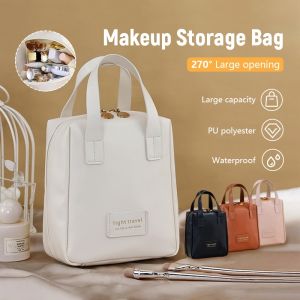 Travel Makeup Pouch Wash Bag Toiletry Organizer Zipper Cosmetic Multiple Partitions Bags With Handle Organizer Bag Carry-on Makeup Tote Waterproof 化妆包
