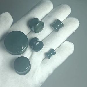 2PCS Nature Coral/Indian Snow Jade Stone Ear Tunnel&Plugs Solid Obsidian Ear Expander Double Flared Strengthed  Weight Earrings