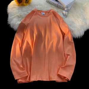 White Long Sleeve T-Shirt for Men Spring American Style Heavyweight Inner Wear Base Shirt Spring Autumn New Youth Sweatshirt