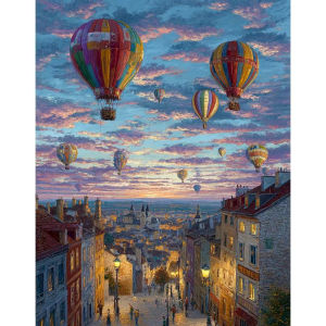 BILIBILI | Diy Frame Painting By Numbers for Adults Kits Landscape Hot Air Balloon House Drawing Picture By Numbers Starter Kit