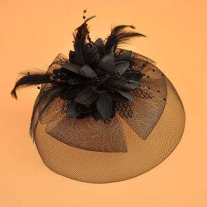 เครื่องประดับผมรูปดอกไม้ขนนกสีขาวสำหรับเด็กผู้หญิง เครื่องประดับผมแบบสวมทับ หมวกเล็ก เครื่องประดับผมสำหรับเด็ก สำหรับการแสดงบนเวที