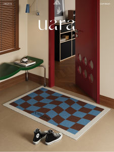 Thảm Sàn Chống Trượt Bằng Vải Lụa UARA Hình Vuông Dùng Trong Nhà Có Thể Giặt Được Thảm Sàn Phòng Khách Họa Tiết Hình Học