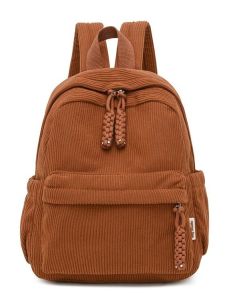 Fashionable Corduroy Backpack Womens Quality Waterproof Striped Double Shoulder Bag Casual Simple Style with Logo Support Back Cushion