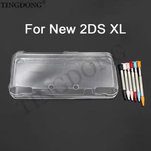 1Set For New 2DS XL Plastic Clear Crystal Protective Hard Shell+Six-color Touch Screen Pen