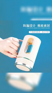 400-500ml Double Layer Plastic Glass Office Cup （Office Cup with Handle Modern Simple Water Cup )