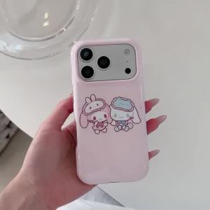 Sanrio | Sanrio My Melody Cinnamoroll Phone Case Pink Polka Dot Large Camera Window Glossy Anti-drop Soft Phone Shell For iPhone 15 16 17