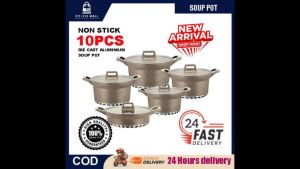 ROYAL DESSINI 10PCS ALUMINIUM NON STICK CASSEROLE POT BOWL DEEP SOUP POT COOKWARE TOOL RANDOM COLOR
