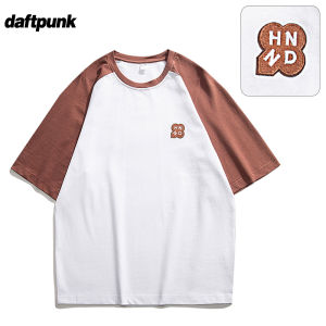 Summer Casual Sport Short Sleeve T-Shirt Mens American Retro Couple Style Polyester Fiber round Neck Versatile Fashionable Half Sleeve Set