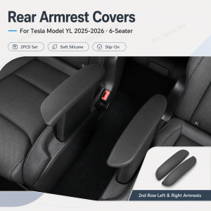 Tesla Model YL 2025-2026 Rear Armrest Covers 6-Seater Soft Silicone Slip-On for 2nd Row Left and Right Armrests