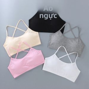 Cô Gái Tuổi Teen Cotton Huấn Luyện Áo Ngực Mềm Quần Lót Thể Thao Có Dây Rút Cố Định Dành Cho Trẻ Nhỏ 8-16 Tuổi Màu Trơn