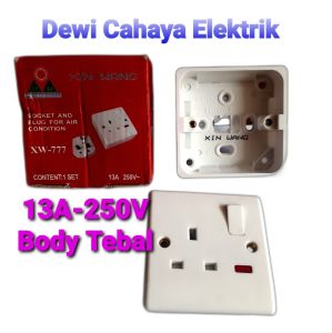 Stop Kontak AC Komplit Tanpa Steker 13A - 250V Body Tebal + Lampu Indikator