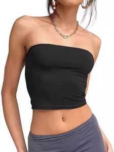 Street Style Off-The-Shoulder Sleeveless Short Top Womens Summer Fashion Vest Polyester Composite Fabric Regular Fit