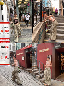 DULA Cool Casual Style Womens Low Waist Wide Leg Workwear Trousers Summer Loose Fit Casual Pants Korean Version Folded Hem