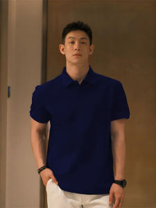 Áo Thun Nam Cổ Polo Màu Xanh Lam Nặng Nề Tay Ngắn Dáng Rộng Mùa Hè Thời Trang Mỹ Thường Ngày Bằng Polyester