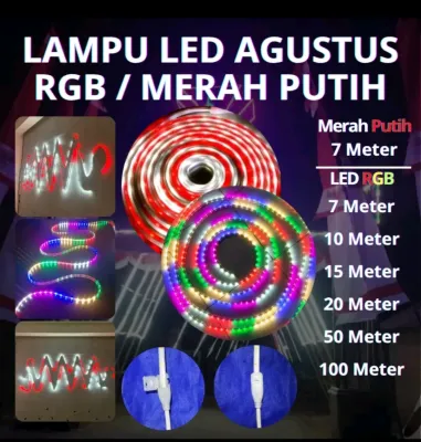 PROMO AGUSTUS LAMPU MERAH PUTIH 20 METER SIAP PAKAI LAMPU STRIP AC 220V 5 SAMPAI 20 METER COCOK UNTUK DI OUTDOOR