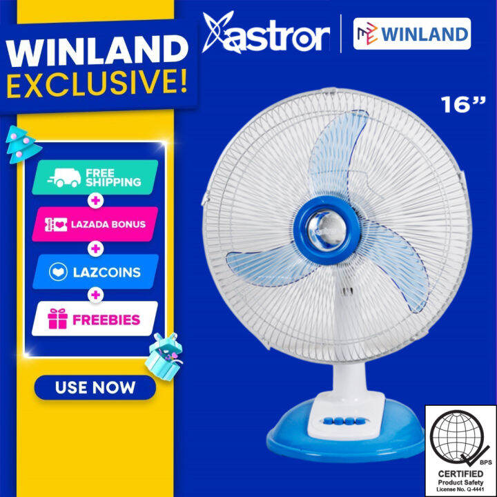 Astron by Winland Beetle 16" Desk Fan | Electric Fan 50watts (Blue) BTL-16