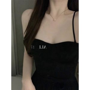 chaqi | Ice Silk Outerwear Small Strap Vest With Chest Pad Tube Top Womens Light V-neck Design Sensual Pure Desire Summer Wear