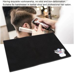 Salon Barber Mat for Nonslip Barbershop Counter Mat PVC Black Flexible Thick Table Mat Organizer Pad for Scissors Accessory Supp