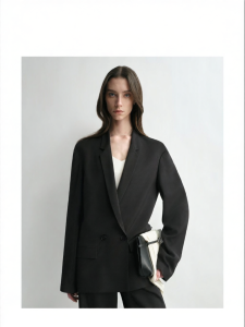 Silk Notched Collar Peplum Fit Suit Jacket