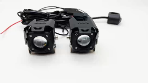 MOFOX 1Pair SK1 Laser Gun Mini Driving Lights Full Set Motorcycle Spotlight MDL 60W White Yellow Hi/Lo Auxiliary Light With Ballast