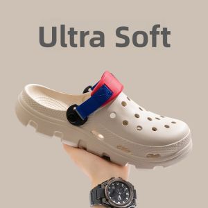 Mens Thick Bottom Anti-Slip Antibacterial Smell-Proof Summer Outdoor Wearable Slip-On Sandals with Head Cover Two-Way Clogs