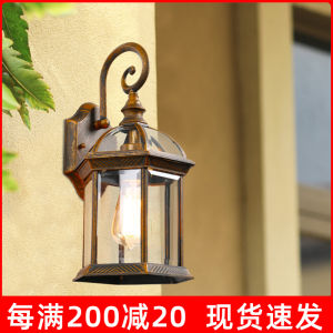 Outdoor Waterproof Hexagonal Wall Lamp American Retro Style Simple Exterior Balcony Light Vintage Six-sided Lamp for Courtyard