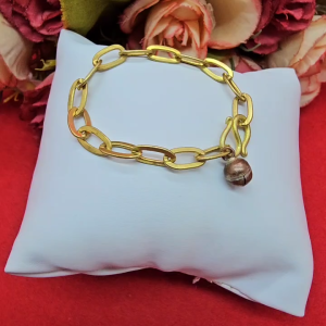 สร้อยข้อมือทองเหลืองโบราณลายโซ่ห้อยกระพรวน ความยาว 5 นิ้ว สำหรับเด็ก งานทองเหลืองแท้ งานดิบไม่ได้ชุบ ทองเหลืองโบราณ