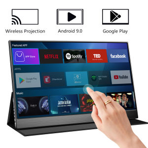 15.6 WiFi Wireless Android TV Smart Portable Monitor Goxgle Play APP Store 4K Decoding Bluetooth Remote Control Voice Assistant HDMI USBC for Phone Laptop Switch XBOX PS4/5