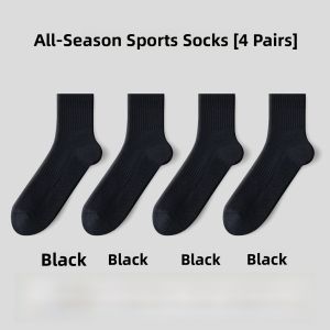 JIAZINI | Mens Basketball Sports Socks Towel Bottom Mid-Calf Anti-Odor Absorbent Cotton 100% White Long Socks For Teenage Boys