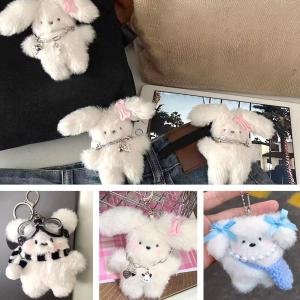 2025 Cute Pilot Little Milk Dog Creative Doll Keychain Cartoon Puppy Plush Keychain Bag Pendant Soft Unique Playful Keychain Kit