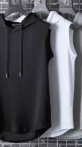 CD HOME เสื้อกล้าม แขนกุด มีฮู้ด แบบบาง แฟชั่นฤดูร้อน สไตล์หล่อเท่ สไตล์เกาหลี สําหรับผู้ชาย LZ-SY1001