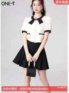 Chic Summer Outfit Womens Floral Embroidery Short Sleeve Shirt And Half Skirt Two-Piece Set Fashionable And Elegant Style